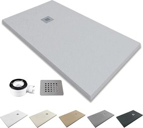 Brodzik z żywicy antypoślizgowy | Zawiera syfon i kratkę odpływową | Kolor Szary Perłowy | 140x75cm