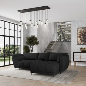 Masseno Narożnik VESTANO  z funkcją spania i pojemnikiem na pościel Narozniki L, Rozkładana sofa - Czarny, QUELLE 100