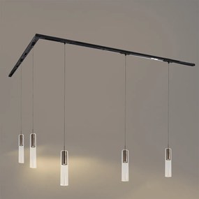 Nowoczesny system szynowy z 5 lampami wiszącymi, ciemny brąz, 1-fazowy - Iconic Lloyd