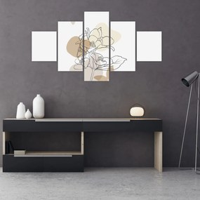 Obraz - Beżowe kwiaty z motylem N⁰1 (125x70 cm)