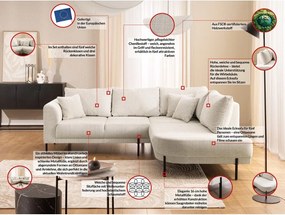 Beżowy narożnik z tkaniny szenilowej (prawostronny/w kształcie litery L) Mauris – Ropez