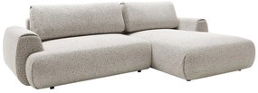 Kanapa narożna prawostronna rozkładana z szarą melanżową  tapicerką - MONELIA