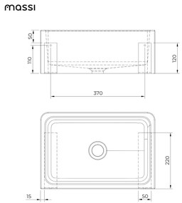 Umywalka betonowa wisząca / nablatowa prostokątna bez otworu na baterię 45 x 30 cm BESENI | różne kolory : Kolor - Ceglasty, Typ montażu - podwieszana