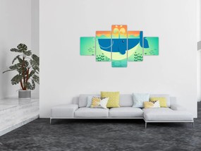 Obraz - Wesoły wieloryb w morzu (125x70 cm)