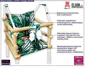 Huśtawka dla dzieci 3w1 szczebelkowa w palmy P3-A28