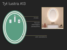 Owalne LED lustro do łazienki z oświetleniem A13