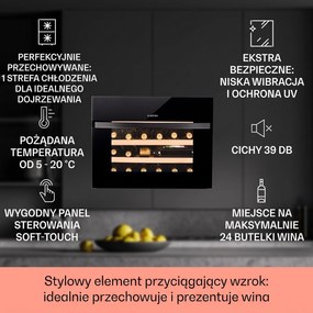 Klarstein Vinoline 60cm 24 Butelek Winiarka do Zabudowy 1 Strefa Czarny