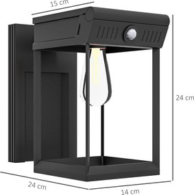 Outsunny Lampa solarnej ogrodowa zewnętrzna Solarlampe, odporna na warunki atmosferyczne, czujnik ruchu, 14 cm x 24 cm x 24 cm, Czarny