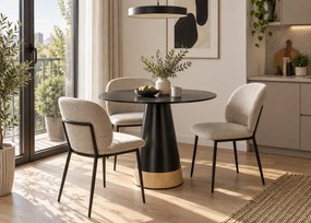 Mały stół do jadalni okrągły Soleilo Duo 80 cm, czarny/naturalny