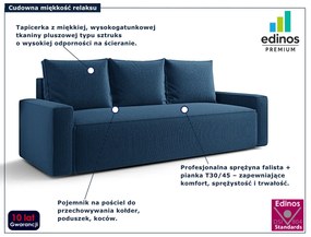 Niebieska sofa z pojemnikiem i funkcją spania E6-C32