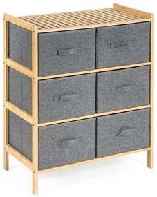 G21 Bambusowy regał z koszykami, 3 półki, szary, 3 piętra