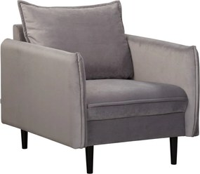 Szary aksamitny fotel Juli – Ropez