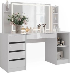 Stół toaletowy biały/biały wysoki połysk 158.2x50.1x76 sherry