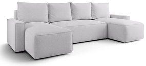 Jasnoszary rozkładany narożnik U z pojemnikiem T5-K40