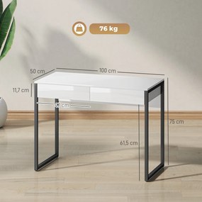 HOMCOM Biurko 100 x 50 cm, stół komputerowy, biurko z 2 szufladami, do małych pomieszczeń, Czarny | Aosom PL