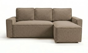 Rozkładana narożna sofa SMART BOUCLE 232x143 cm, ciemnobeżowa, uniwersalna