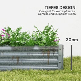 Outsunny Wysokie grządka ze stali, odporna na warunki pogodowe z krawędzią antypoślizgową