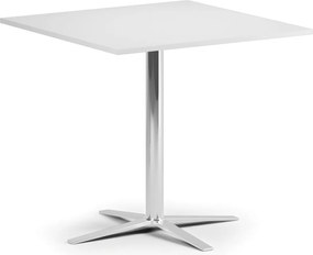 Stolik kawowy AURA, 60x60 cm, chrom podstawa, biały