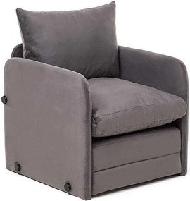 Fotel-łóżko 1-osobowy – 68 cm x 70 cm x 66 cm – Szary – Metal i poliester