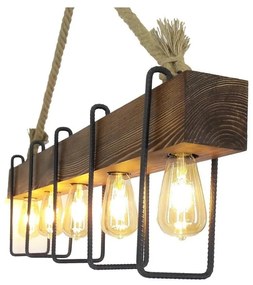 Drewniana lampa wisząca Demir, 5 żarówek