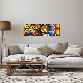 Obraz - Obraz olejny, kochankowie (z zegarem) (90x30 cm)