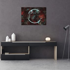 Obraz - Neonowe koło między palmami (70x50 cm)