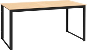 Outsunny Stół Ogrodowy dla 6 Osób 160 x 80 cm, Odporny na Warunki Atmosferyczne, z Blatem z Lamelami, Stół zewnętrzny w Odcieniu Teak