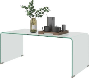 HOMCOM Stabilny stolik kawowy ze szkła, jednolity design, prosty i nowoczesny, 80 x 45 x 35 cm, przezroczysty