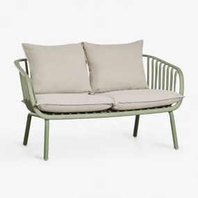 Sofa Ogrodowy Dwuosobowy Z Stali I Polipropylenu Aradina Zielony Lauerl - Sklum