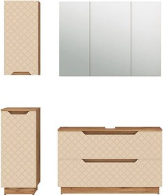 Zestaw mebli łazienkowych dąb/kaszmir ze strukturą płytek 99.4x32x62.5 lotta