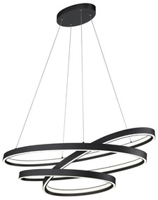 Czarna lampa wisząca LED ze sterowaniem głosowym/mobilną aplikacją i metalowym kloszem Ciola – CINQUE
