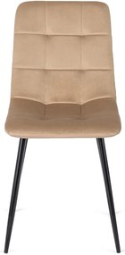 Zestaw Stół Prostokątny Rozkładany CLARK 120-160 cm Dąb Artisan/Czarny i 4 Krzesła Tapicerowane PERU Beżowe Welurowe