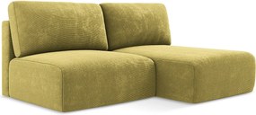 Otwarty Prawy narożnik z funkcją spania - z tkaniny szenilowej - limonkowy - KONA