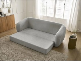 Jasnoszara rozkładana sofa z tkaniny szenilowej 228 cm Neyo – Bobochic Paris