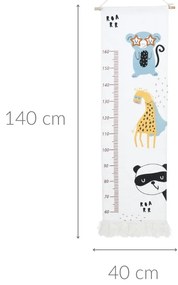 Miarka wzrostu na ścianę płócienna z frędzlami, do 160 cm wzrostu, 40 x 140 cm