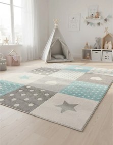 Biało-turkusowy dywan dziecięcy S3-W46