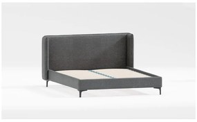 Ciemnoszare tapicerowane łóżko ze stelażem 90x200 cm Basti – Ropez