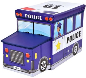 Niebieskie pudełko na zabawki dla dzieci radiowóz A6-S18