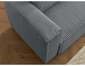 Ciemnoszara sztruksowa rozkładana/ze schowkiem sofa 244 cm Chelsea – Bobochic Paris