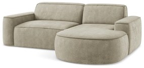 Beżowy narożnik z tkaniny szenilowej (prawostronny/z szezlongiem) Omao – Makamii