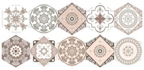 Zestaw 10 naklejek na podłogę Ambiance Floor Stickers Hexagons Cornalina, 40x90 cm