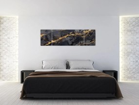 Obraz - Czarny - złoty dekor (170x50 cm)