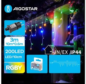Aigostar - LED Zewnętrzny łańcuch świąteczny 200xLED/8 funkcji 13x0,6m IP44 wielokolorowy