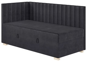 Ciemnoniebieskie narożne łóżko dziecięce ze schowkiem i materacem 90x200 cm Snugi – Ghado