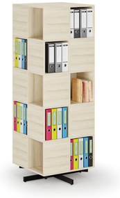 Półka obrotowa, 680×680×1932 mm, 4x 5 przegródek, dąb naturalny