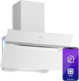 Klarstein BigBite Smart 60cm 417m³/h Okap Przyścienny Skośny Biały