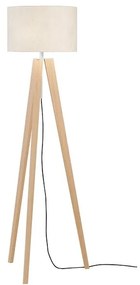 Beżowo-naturalna lampa stojąca z tekstylnym kloszem (wysokość 140 cm) Shine-wood – Fischer &amp; Honsel