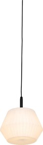 Nowoczesna lampa wisząca zewnętrzna czarna z białym kloszem 33 cm IP44 - Robbert