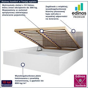 Białe dwuosobowe łóżko z zagłówkiem boucle 140x200 T4-W13