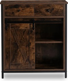 Komoda z Szufladami COLE 70 cm Dąb Rustykalny/Czarny Loftowa